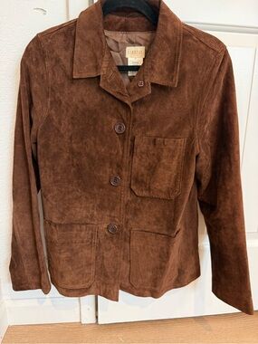 Vintage French Brown Suede Button-Front Jacket